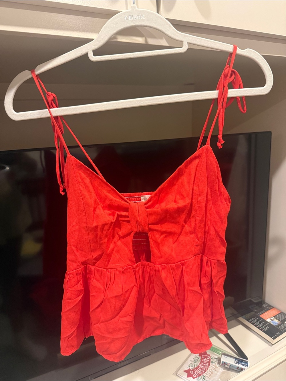 Altar'd State Red Tie-Strap Bow Tank Top